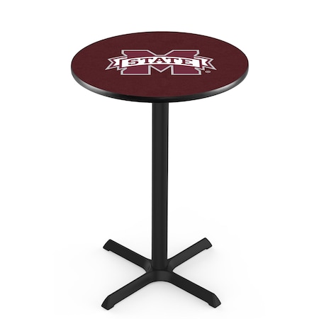 Holland Bar Stool Co 42" Blk Wrinkle Mississippi State Pub Table, 36" dia. Top L211B4236MssStU