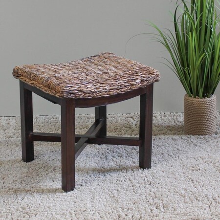 Fixturesfirst Arizona Abaca Rectangular Cushioned Top Stool, Salak Brown FI3004698