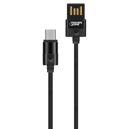 Powerzone Micro Charging Cable, PVC, Black, 3 ft L T56-MICRO