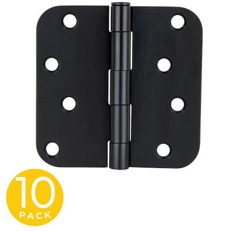 Global Door Controls 4 in. x 4 in. Matte Black Spring Full Mortise 5/8 in. Radius Door Hinge with Fixed Pin - Pack of 10 CPS4040-5/8-US19-M