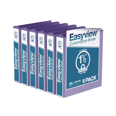 Davis Group Easyview Premium, Round Ring, Customizable, View Binder, (Purple, 1.5"), PK6 8412-69-06
