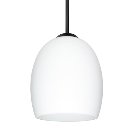 Besa Lighting Besa Lucia Pendant, Opal Matte, Black Finish, 1x 9W LED 1JT-169707-LED-BK