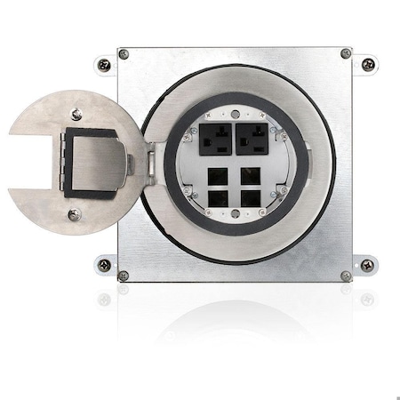 Leviton Steel 6" Concrete Floorbox 2 Pwr 4 Data FBI24