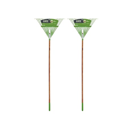 Ames 54 in. Hardwood Handle Steel Leaf Rake, 22-Tine, 2-Pack 10000-07559