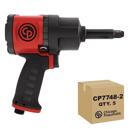 Chicago Pneumatic Air Impact Wrench, 1/2 in, 2 in Ext Anvil, 1/4 in NPT, 960 ft-lb, 7,000 RPM, 5PK CP7748-2-CTN