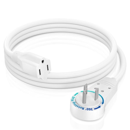 Maximm 4ft 16AWG Flat Plug Extension Cord, Single Outlet, 3-Prong Grounded, UL, White ADW-360-31R04-16W0