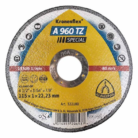 Klingspor Cut-off Wheel A 960 TZ, 5" x 0.045" x 7/8", 25PK A960TZ1251.022F