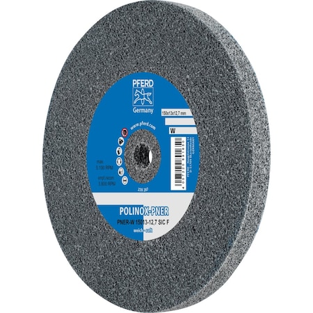 Pferd PFERD POLINOX Unitized Wheel, 6in x 1/2 x 1/2, Fine, Soft, 2SF, Silicon carbide 48510