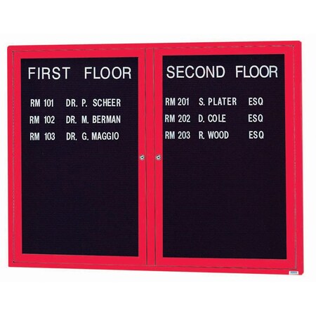 Aarco Outdoor Enclosed Directory w/ Al Frame, Powder Coated Red, Letter Panel is Black Vinyl, 36''Hx48''W OADC3648R