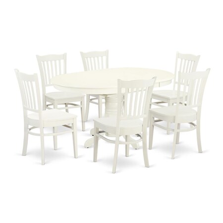 East West Furniture 7 Piece Dining Set, Linen White, 7PK AVGR7-LWH-W