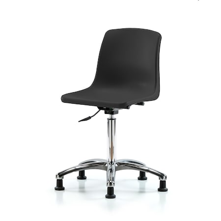 Blue Ridge Ergonomics Polypropylene Shell Chair Chrome - Medium Bench Height with Stationary Glides in Black SMBCH-CR-NF-RG-BLK