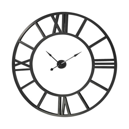 Homeroots 54" Round Xl Industrial Style Wall Clock With Open Face Desing 376239