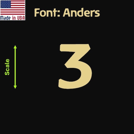 Aacc Self-Adhesive Vinyl Number: 3, Size: 8 in. Color: Gold Font: Anders, 12PK AACC-Anders-N3-Gold-I8x12