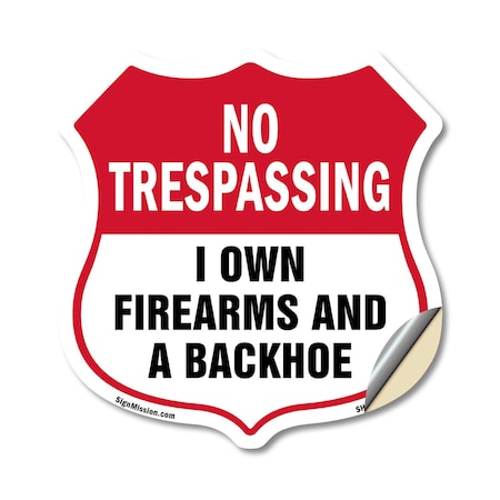 Signmission No Trespassing Shield Sign I Own Firearm, 12 Inch X 12 Inch, Vinyl Decal SHI-D-12-422
