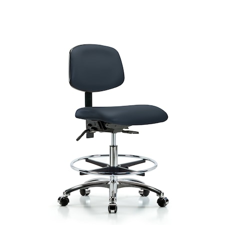 Blue Ridge Ergonomics Chair, Vin, Med Bench, Chr Tilt CF Cast, Nav, No Arms, 22" to 29" Height, Imperial Blue BR-VMBCH-CR-T1-A0-CF-CC-8582