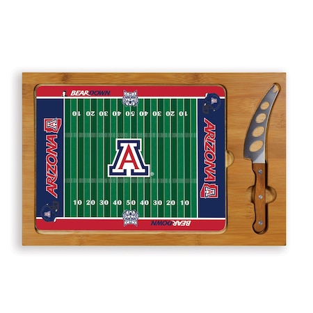 Picnic Time Family Of Brands NCAA Arizona Wildcats Football Field Icon Glass Top Cutting Board & Knife Set 910-00-505-014-0