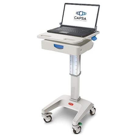 Capsa Healthcare Laptop Cart, 45 lb, Aluminum, Assembled LX5-NG-D10-M-35