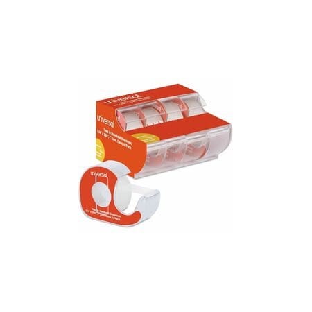 Universal Invisible Tape w/Handheld Dispenser, 1" Core, 0.75"x25 ft., Clear, 4PK UNV83504