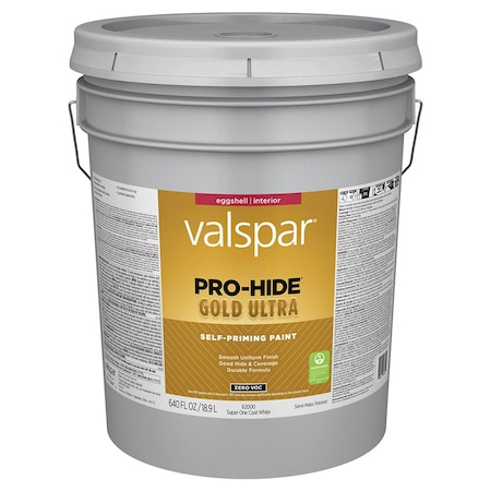 Valspar 5 Gal 62000 White Pro-Hide Gold Ultra Interior Self-Priming Paint, Eggshell 62000