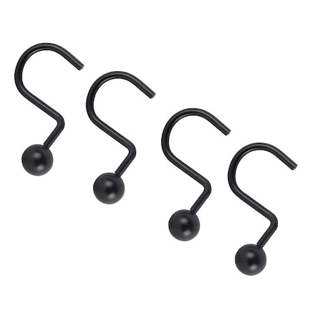 Simple Spaces Ball Shower Curtain Hook Set, 1-1/16 in Opening, Steel, Matte, 2 in W, 2-3/4 in H SD-CBH-BK