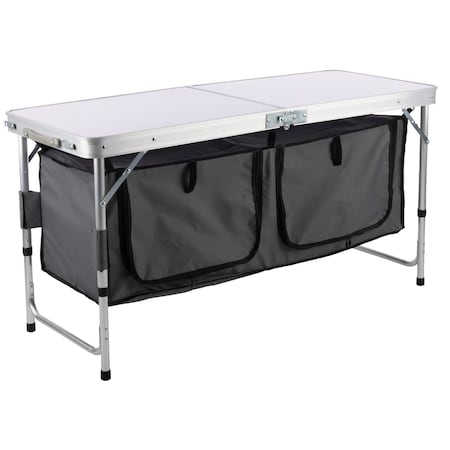 Wakeman Folding Camping Table w/ Storage Lightweight & Portable Aluminum Camp Table w/ Adjustable Height 75-CMP1179