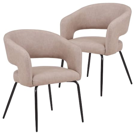 Leisuremod Gavin Series Modern Chair Black Frame in Taupe, 2PK GDC52TP2
