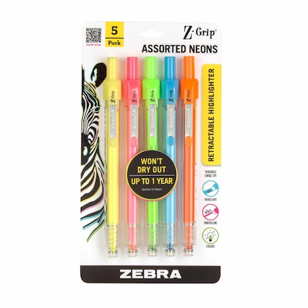 Zgrip Retractable Highlighter Assorted 71205