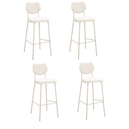 Homeroots Set of Four 30" Light Gray Fabric Faux Leather and Steel Bar Height Bar Chairs, 4PK 668803