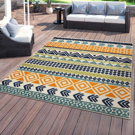 World Rug Gallery Palm Floral Leaves Indoor/Outdoor Area Rug 6 ft 6 in x 6 ft 6 in Square Multi 5557MULTI6SQ