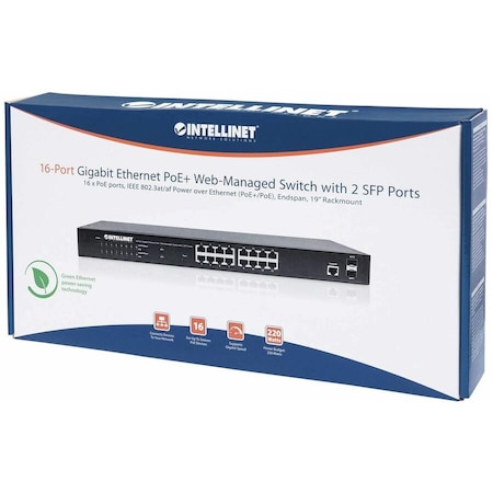 Intellinet Network Solutions IEEE 802.3AT/AF POWER OVER ETHERNET POE+/POE COMPLIANT, 220 W, SELF-HEALING NE 561341