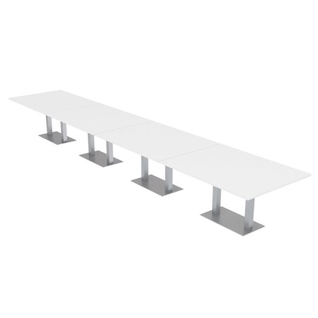 Skutchi Designs Rectangle Conference Table With Power Unit, 48 in W, 240 in L, White HAR-REC-48X240-DOU-W960-NA
