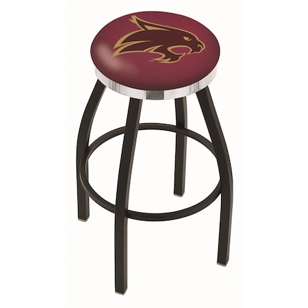 Holland Bar Stool Co 25" Blk Wrinkle Texas State Swivel Bar Stool, Chrome Ring L8B2C25TexsSt
