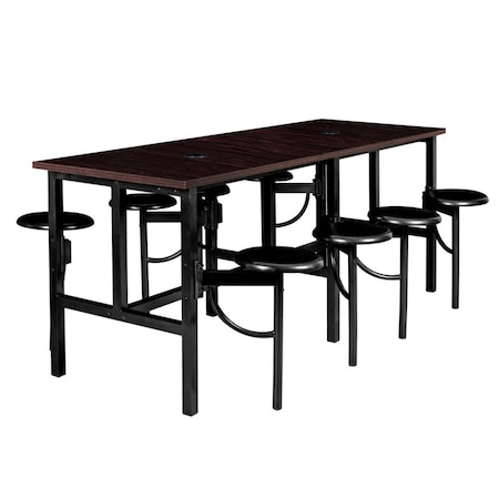 Regency Endure Standing Height Collaborative Table & Chair Set with 8 Pull-Out Stools, Walnut Top 9008-WLT-DVN