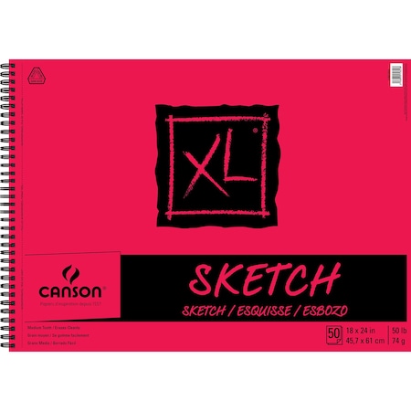 Canson XL Series Sketch Pad, Side Wire Binding, 50 Sheet, 18x24 inch C100510940