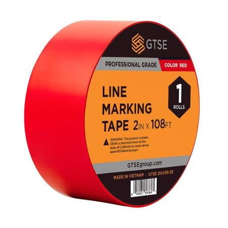 Gtse Red Floor Line Marking Tape - 2in x 108ft (36 yards) LMT-500-RED