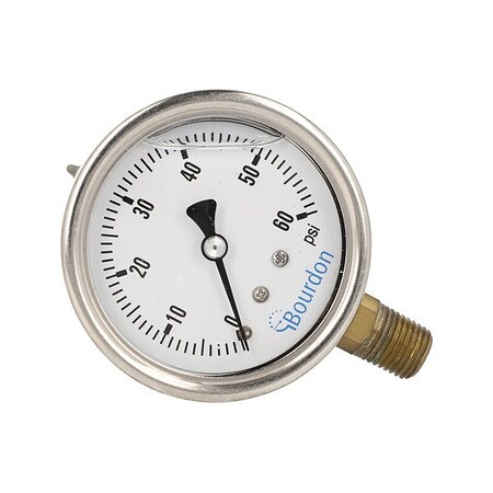 Bourdon Pressure Gauge, 1/4 in NPT, Bottom Location MAX3-D52.H19