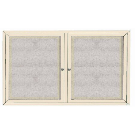 Aarco Illuminated Enclosed Bulletin Board w/ Al Frame, Powder Coated Ivory, 36''Hx60''W ODCC3660RIIV
