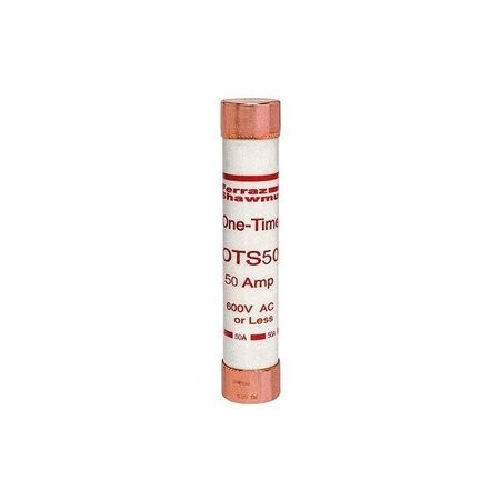 Ferraz Shawmut 1.06in x 5.5in, 600 VAC/300 VDC, 50 A, 50 kA AC/20 kA DC Interrupt, PolyTube Body, Copper OTS50
