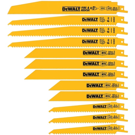 Dewalt 12 Piece Bi-Metal Reciprocating Saw Blade Set with Telescoping Case DW4892