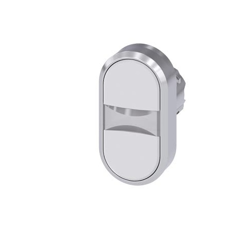 Siemens Twin pushbutton, 22 mm, round, metal, shiny, white, white 3SU1050-3AB66-0AA0-ZY13