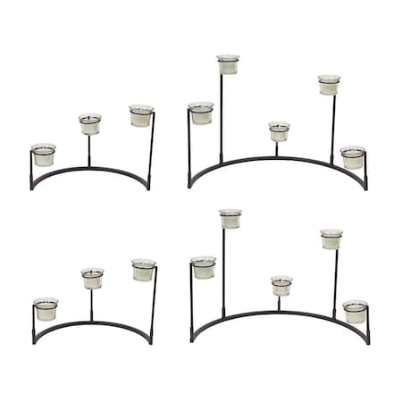Homeroots Set of Four Black Metal Centerpiece Votive Candle Holders, 4PK 517565