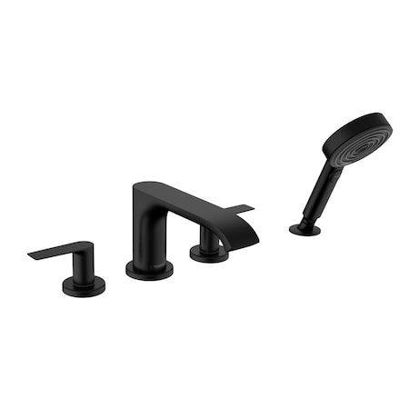Hansgrohe Vivenis 4-Hole Roman Tub Set Trim with 1.75 GPM Handshower in Matte Black 75443671