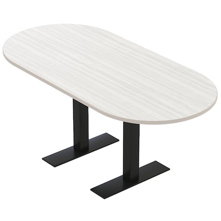 Skutchi Designs 6ft Conference Table With Power Unit | 6 Person Modular Racetrack Meeting Table | Harmony Series HAR-RAC-36X72-T.BK-WA7976-NA