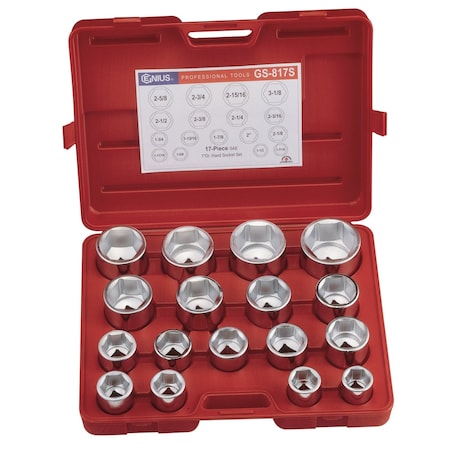 Genius Tools 17PC 1in Dr. SAE Hand Socket Set GS-817S
