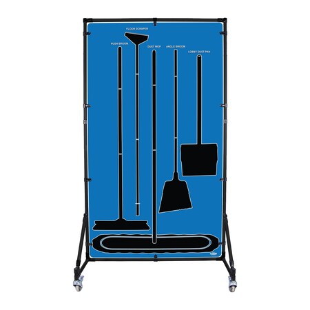 5S Supplies Housekeeping Shadow Board Broom Station V9, Blue, Broom, No Text HSB-V9-BLUE-BO-NO TEXT