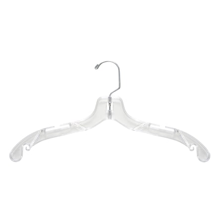 Nahanco 17in Clear Middle Heavy Weight Plastic Shirt/Dress Hanger with Swivel Hook, 50PK 505HU