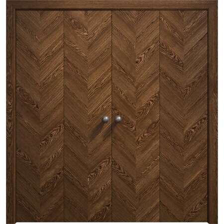 Sartodoors Sliding French Double Pocket Doors 36 x 80 inches, Ego 5005 Cognac Oak Veneer, Kit Rail Hardware , EGO5005DP-DKO-36