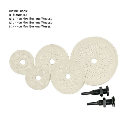 Renegade Products Usa Mini Buffing Wheels (1/2" Arbor Hole) (UBM Mini Buff Kit, 60-Ply (3/4" Thick), Mixed Size Kit) FCVMB60P60UBM-KIT