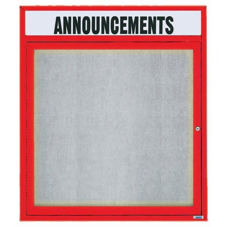 Aarco Illuminated Outdoor Enclosed Bulletin Board w/ Al Frame Header, Powder Coated Red, 36''Hx30''W ODCC3630RHIR
