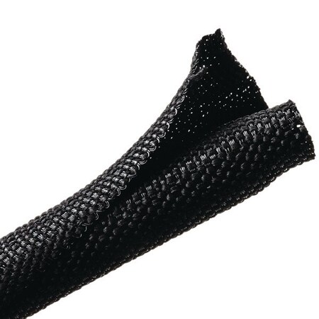 Hellerman Tyton Braided Sleeving, Split Wrap Woven, 3/8" Dia, PET, Black, 450 ft/bulk reel 170-03181